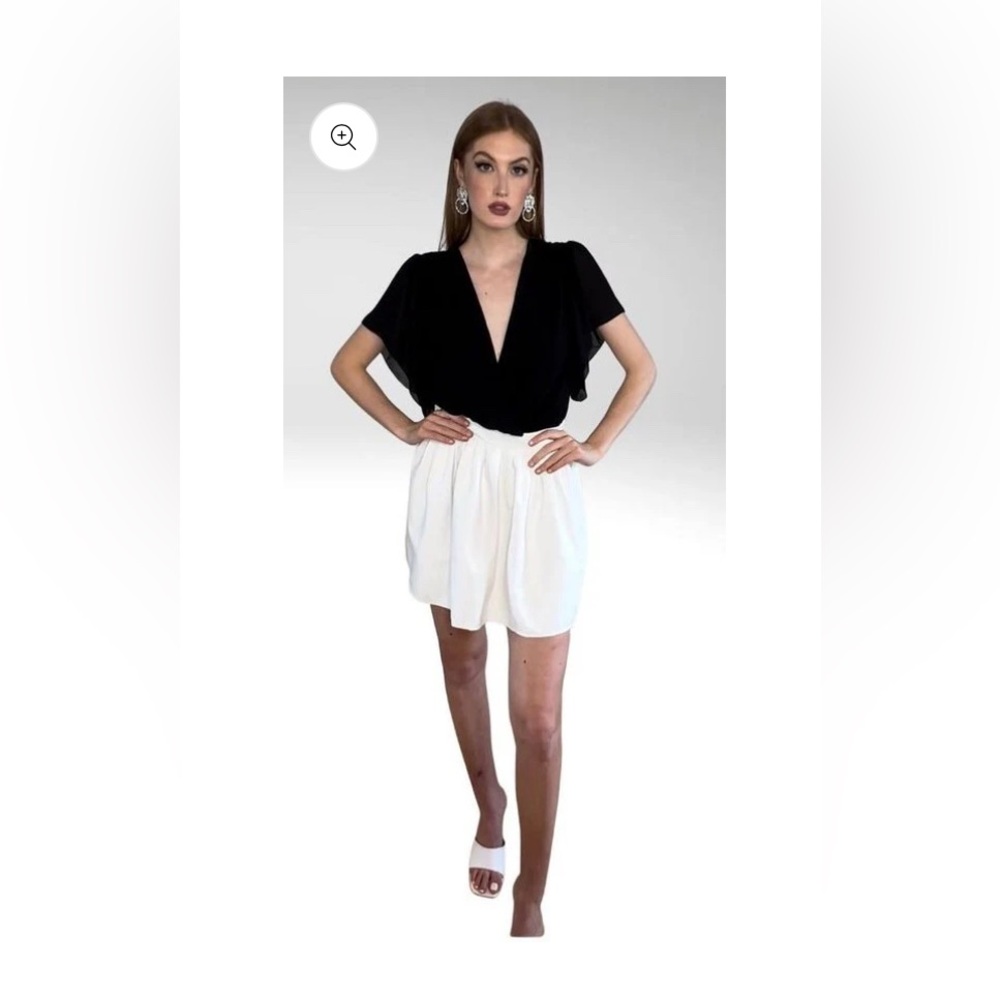Ivory Faux Leather Pleated  Skirt